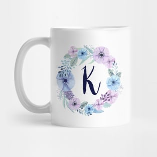 Floral Monogram K Icy Winter Blossoms Mug